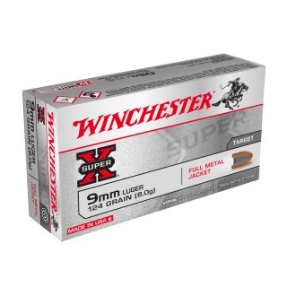 9mm Luger FMJ Winchester Super X Target 124grs - 50Stk