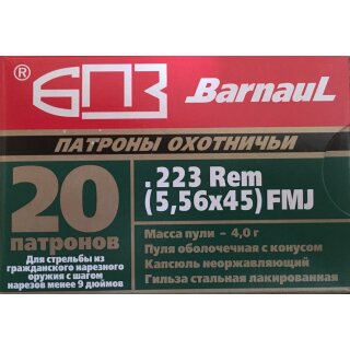 .223 Rem. Barnaul FMJ 62grs. 20Stk